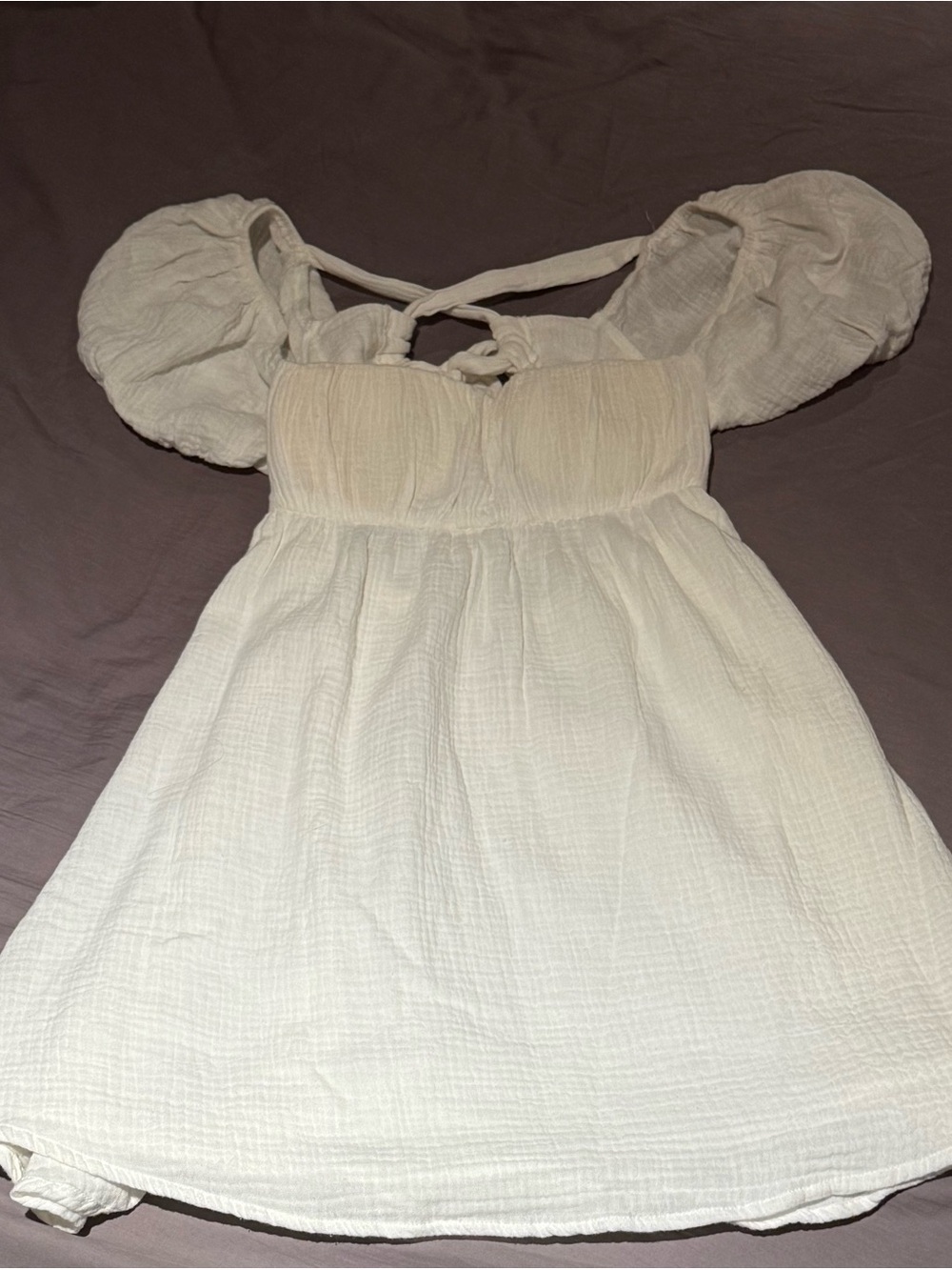 🤍 Princess Polly White Puff-Sleeve Cotton Dress🤍